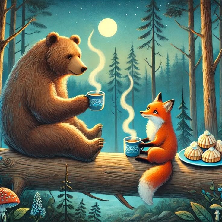 Медведь и лиса изображение